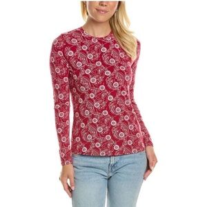🆕 Rebecca Taylor Monarch Fleur Essential Long Sleeve Tee Crimson
